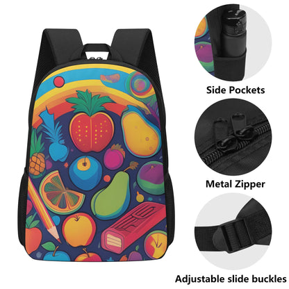 17 Inch School Backpack Colorful Fruit Design