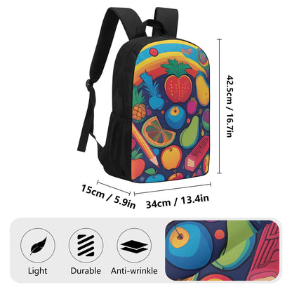 17 Inch School Backpack Colorful Fruit Design