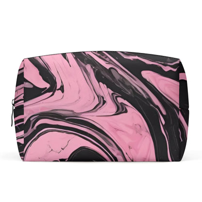 PU Cosmetic Bag Pink & Black Marble