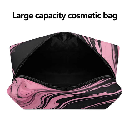 PU Cosmetic Bag Pink & Black Marble