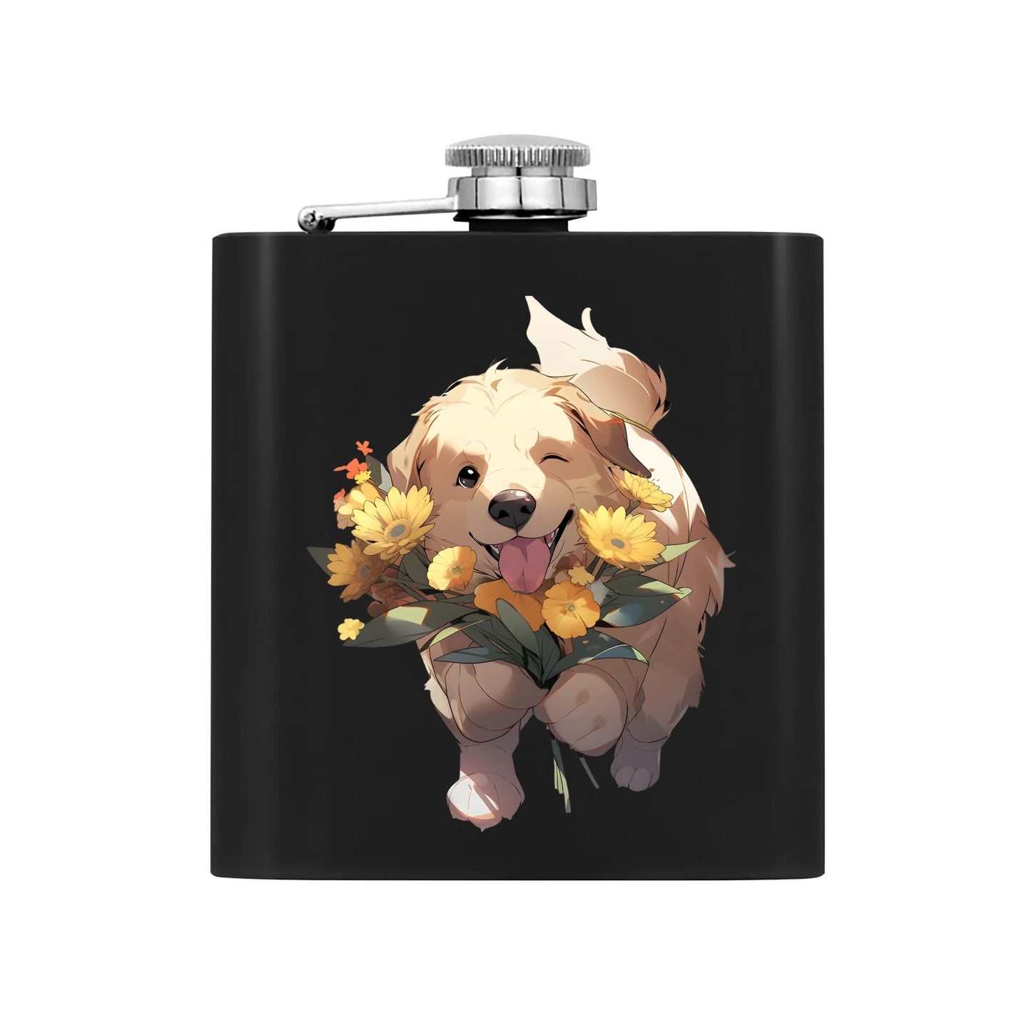 Personalized Hip Flask Set 7oz Black Stainless Steel with A Gift Box