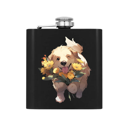 Personalized Hip Flask Set 7oz Black Stainless Steel with A Gift Box