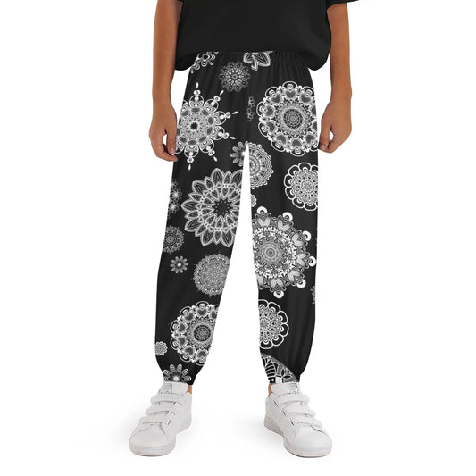 Childrens Casual Long Pants Loose Sweatpants Mandala Design