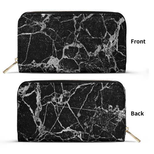 Upgraded 2.0 PU Leather Wallet Black Marble Print