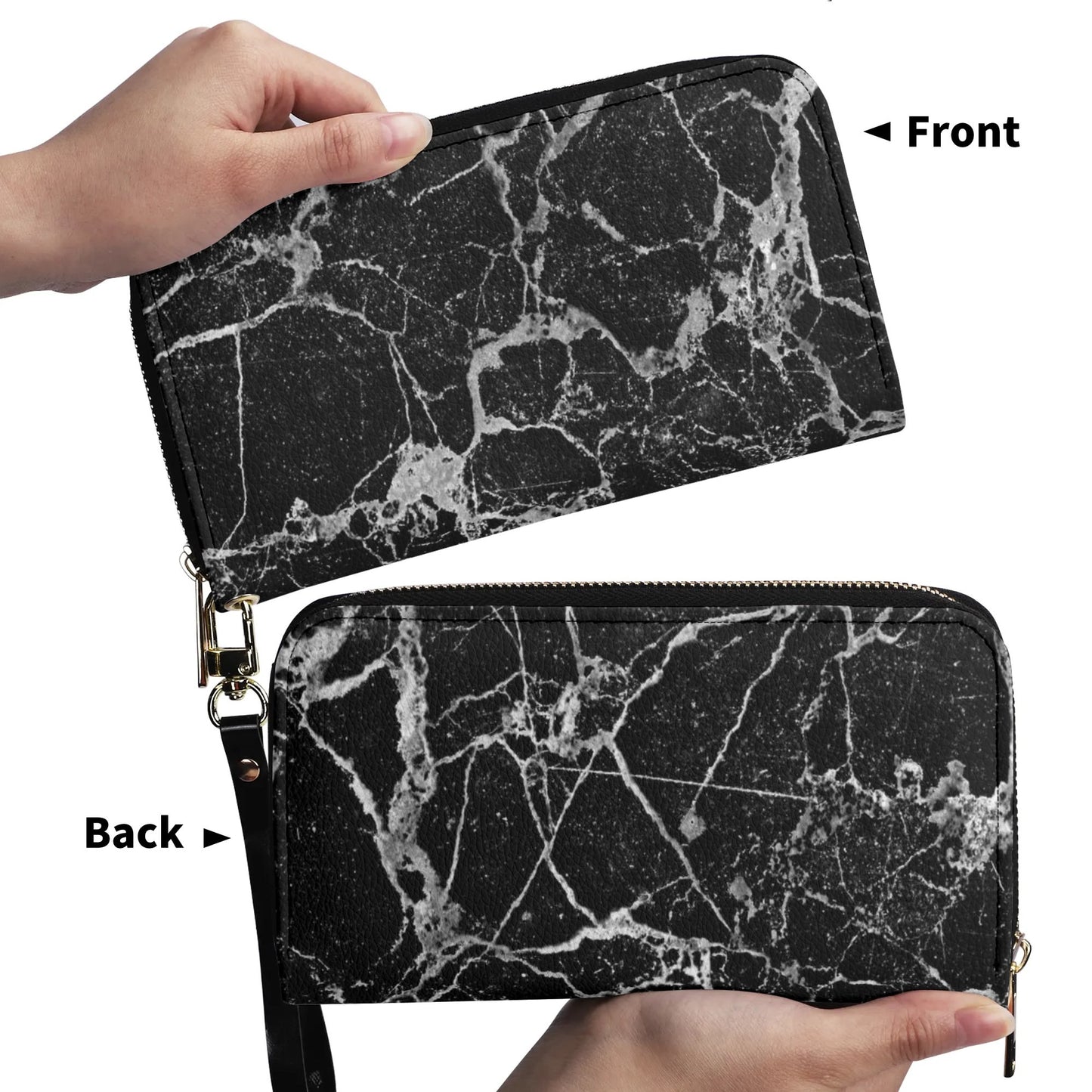 Upgraded 2.0 PU Leather Wallet Black Marble Print