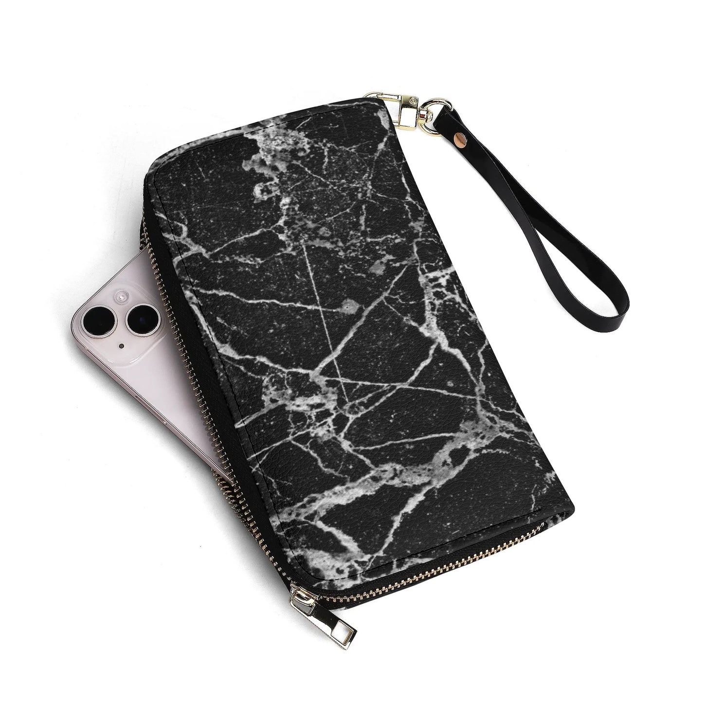 Upgraded 2.0 PU Leather Wallet Black Marble Print