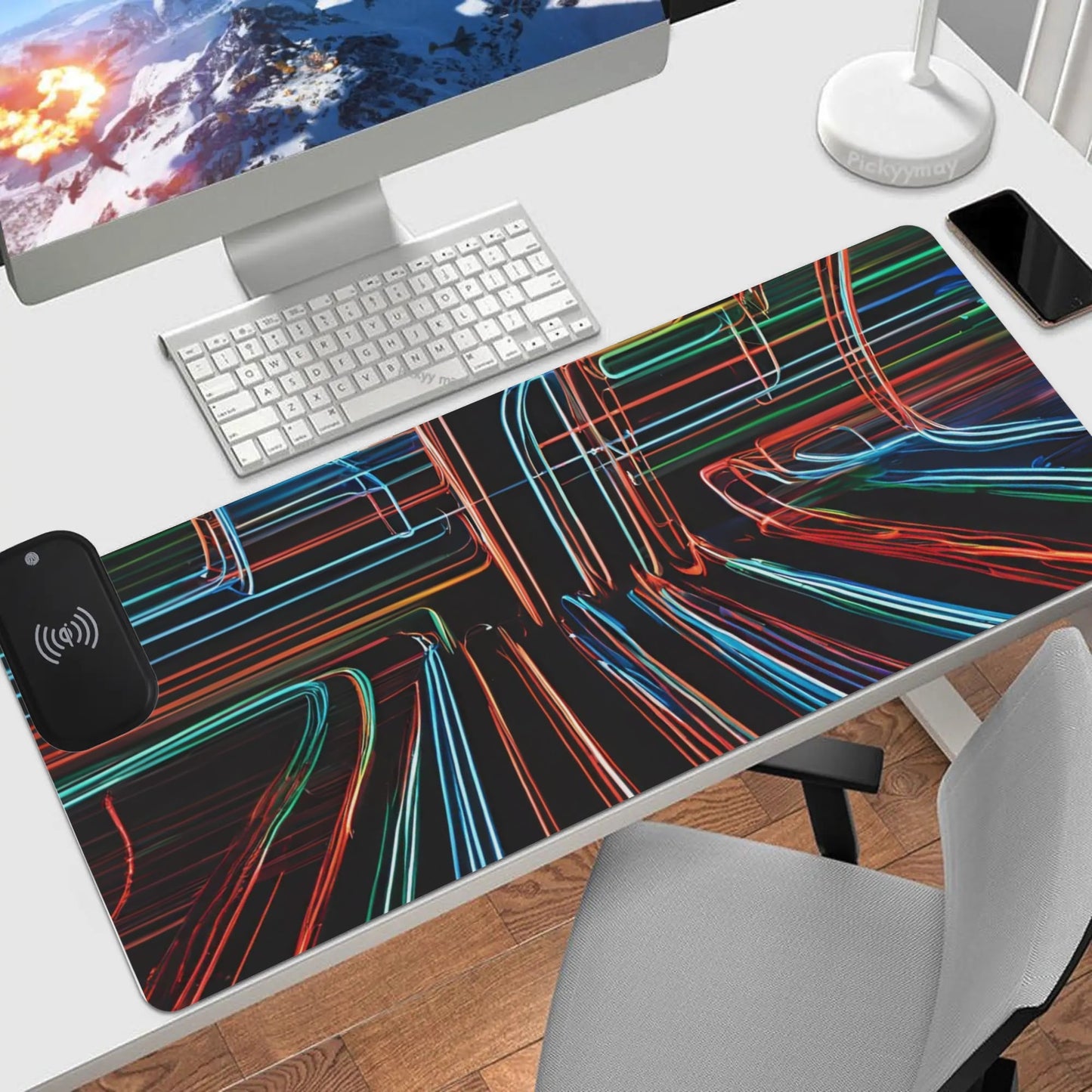 Wireless Charging PU Leather Smooth Desk Pad Gaming Mouse Pad