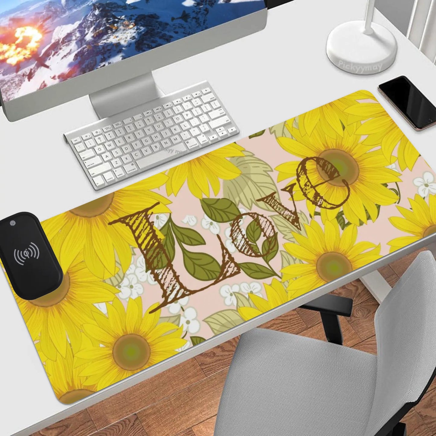 Wireless Charging PU Leather Smooth Desk Pad Gaming Mouse Pad