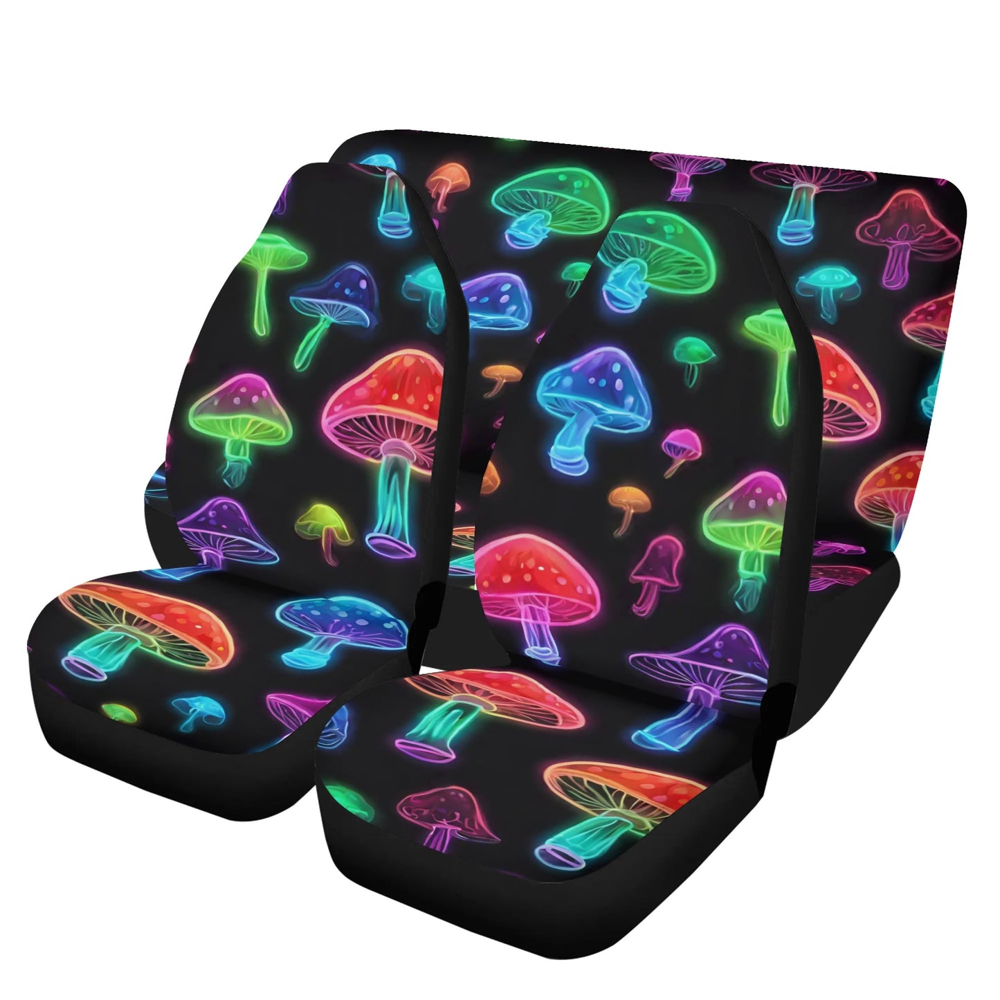 Lightweight Car Seat Cover Set (set of 4) Neon Mushrooms