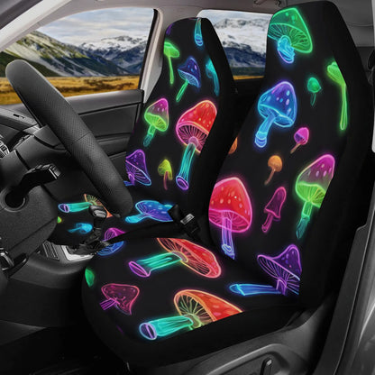 Lightweight Car Seat Cover Set (set of 4) Neon Mushrooms