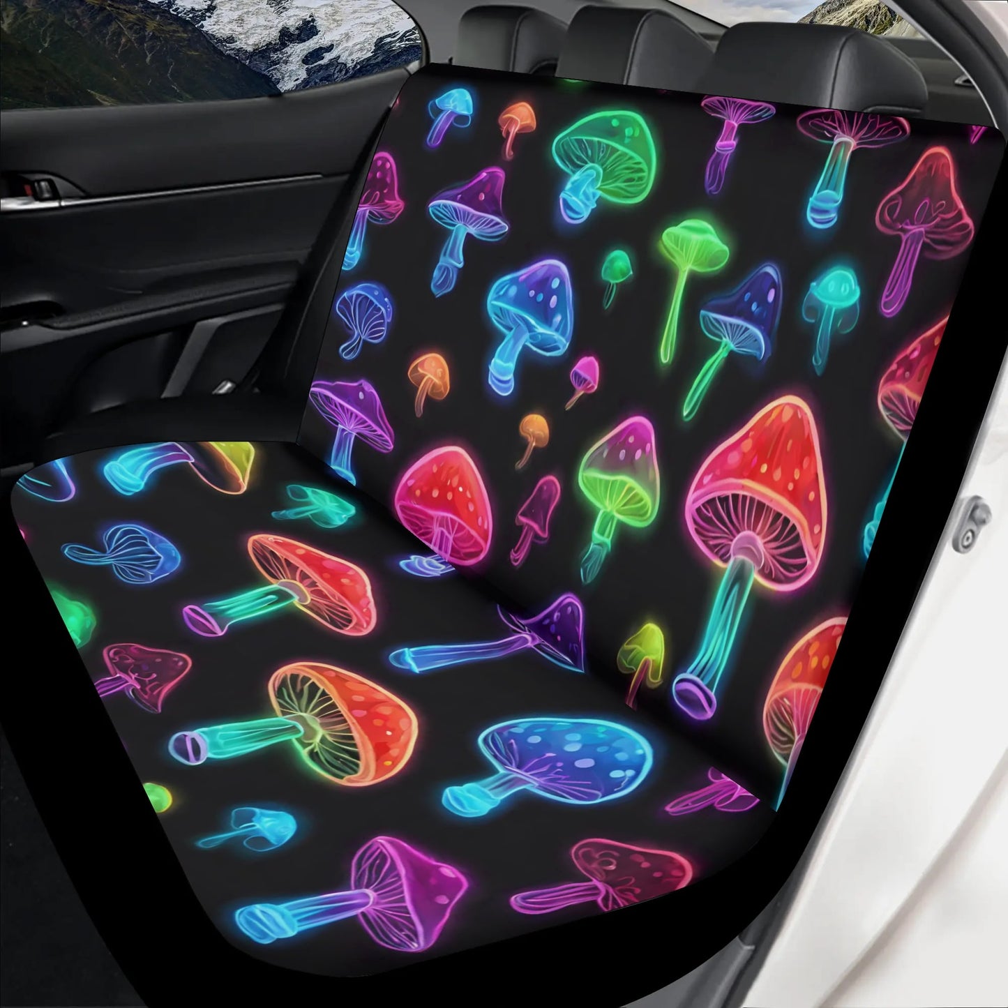 Lightweight Car Seat Cover Set (set of 4) Neon Mushrooms