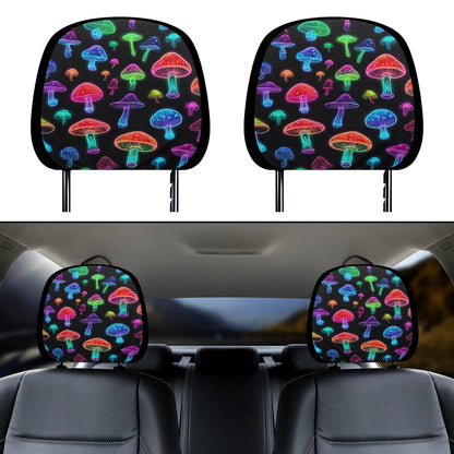 Car Headrest Covers Neon Mushroom