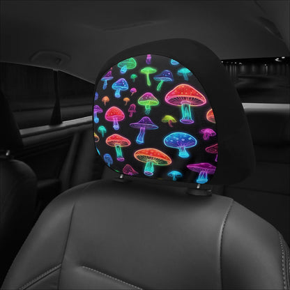 Car Headrest Covers Neon Mushroom