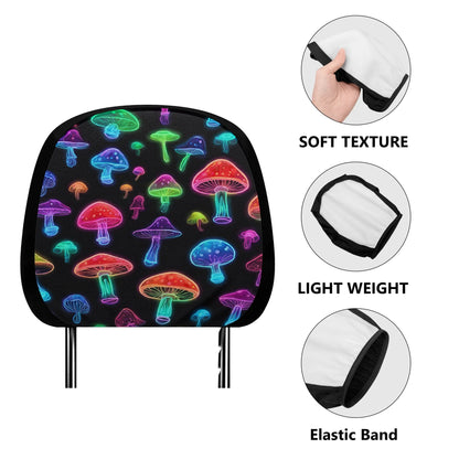 Car Headrest Covers Neon Mushroom