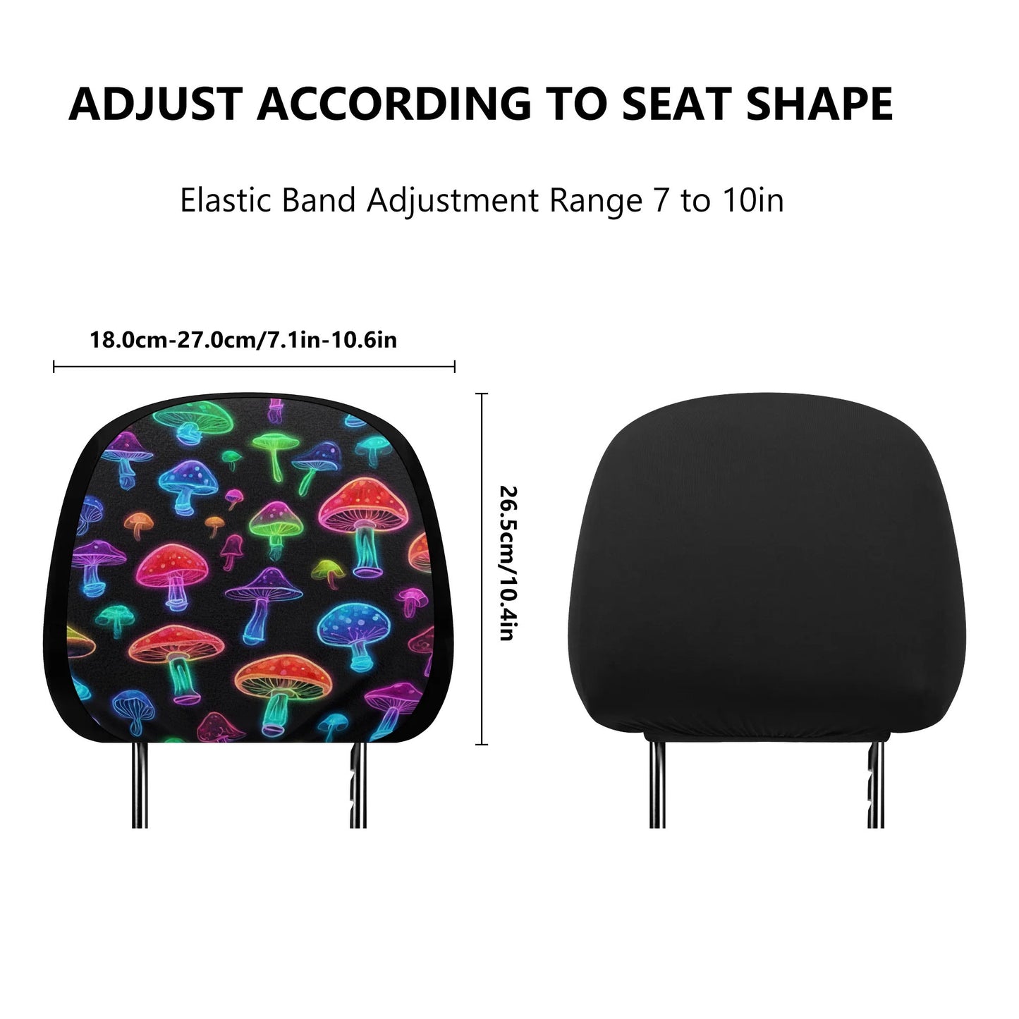 Car Headrest Covers Neon Mushroom