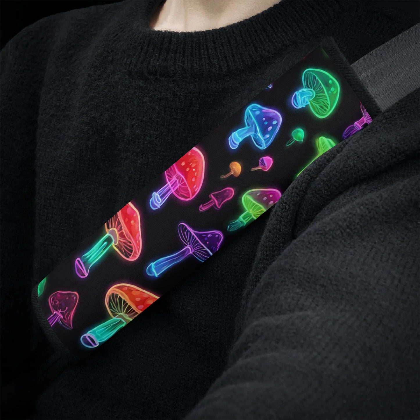 Car Seat Belt Cover Neon Mushroom