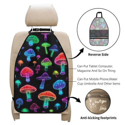 Car Back Seat Organizer Neon Mushroom