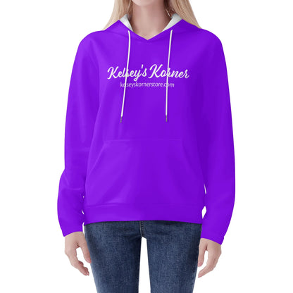 Womens Lightweight All Over Printing Pullover Hoodie Sweatshirt Purple