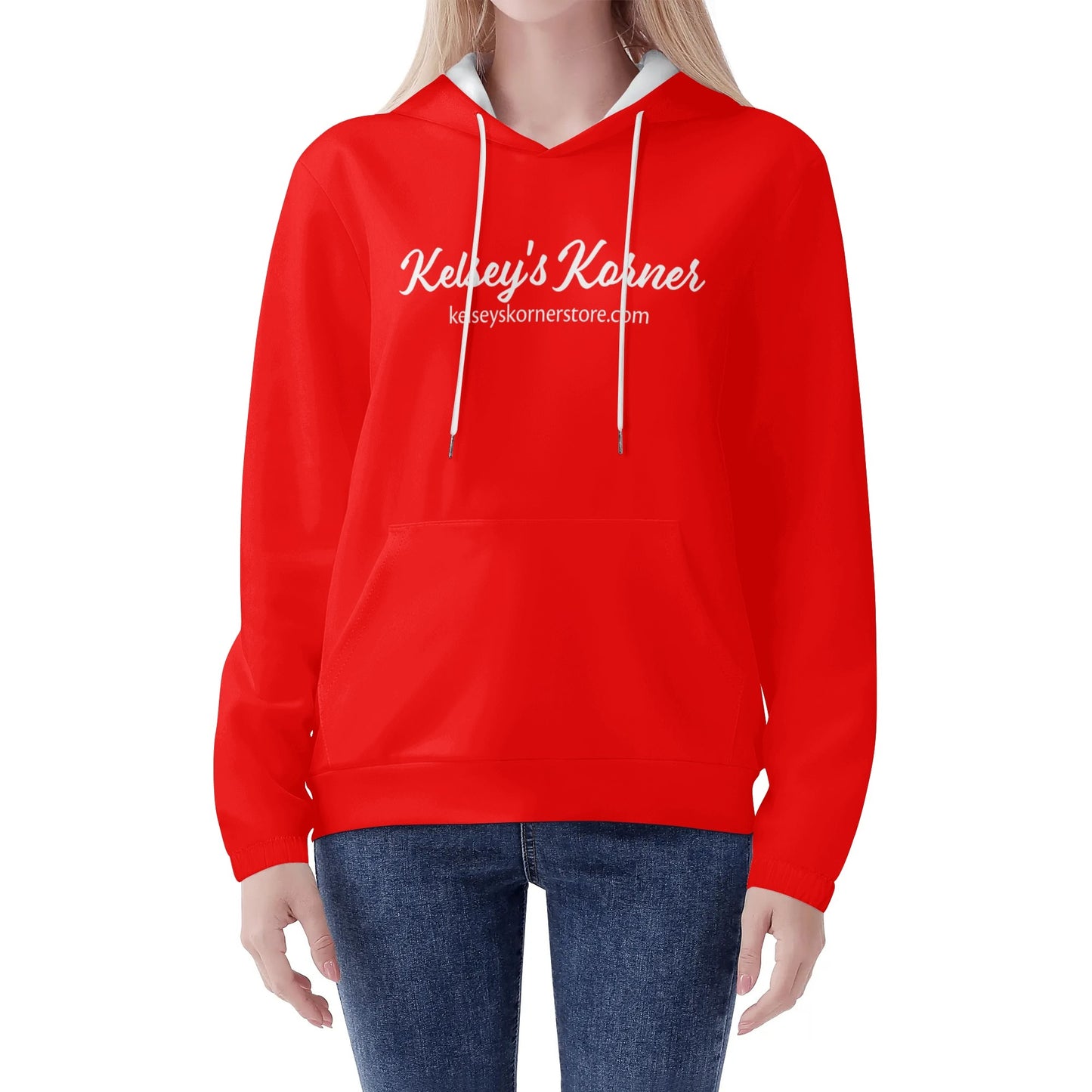 Womens Lightweight All Over Printing Pullover Hoodie Sweatshirt Red