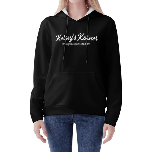 Womens Lightweight All Over Printing Pullover Hoodie Sweatshirt Black