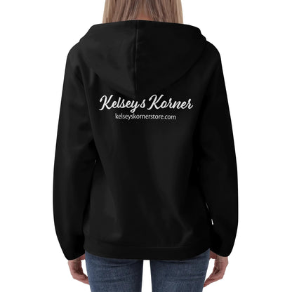 Womens Lightweight All Over Printing Pullover Hoodie Sweatshirt Black