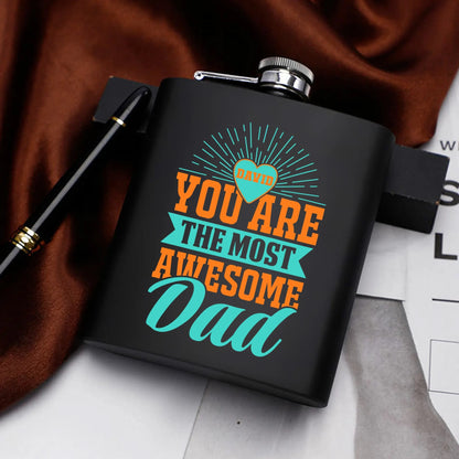 Personalized Hip Flask Set 7oz Black Stainless Steel with A Gift Box