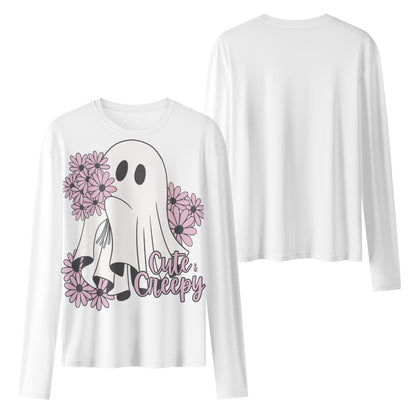 Womens Long Sleeve T Shirt Halloween Ghost