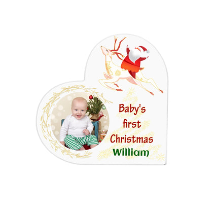 Heart Shaped Christmas Acrylic Keepsake Ornament Personalized Gift