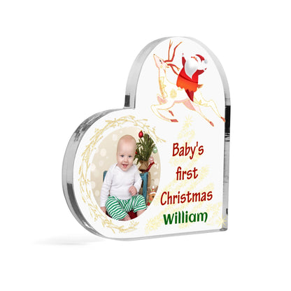 Heart Shaped Christmas Acrylic Keepsake Ornament Personalized Gift