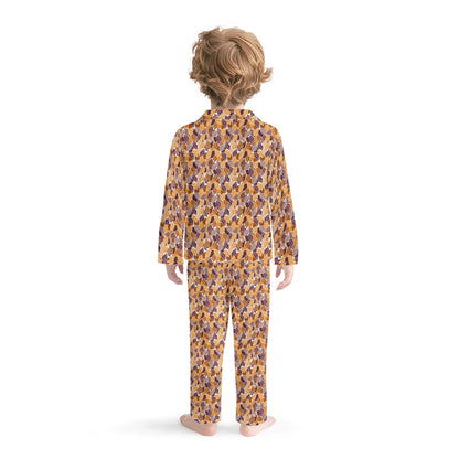 Kids Collar Design Long Nightwear Pajama Set (No Pockets) Fall Style