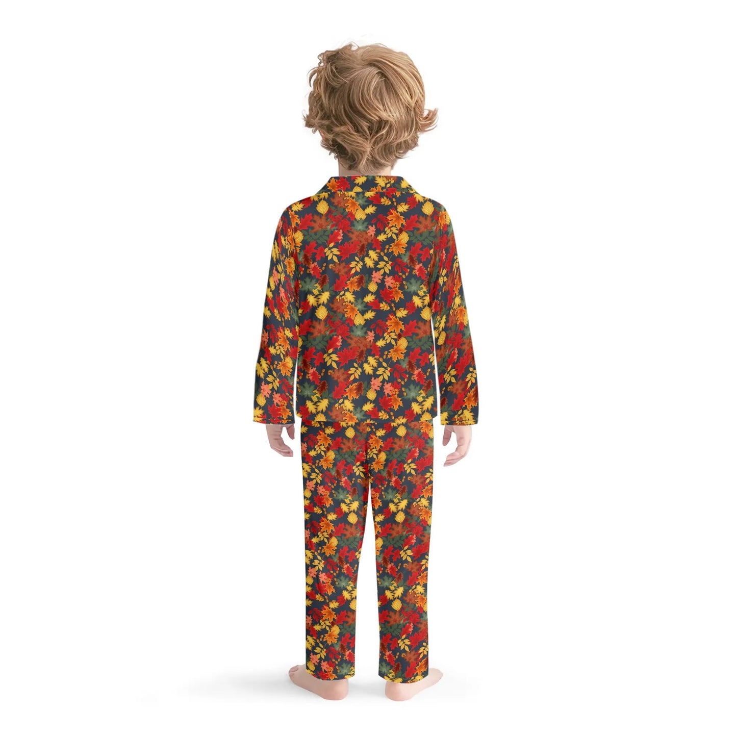 Kids Collar Design Long Nightwear Pajama Set (No Pockets) Fall Style