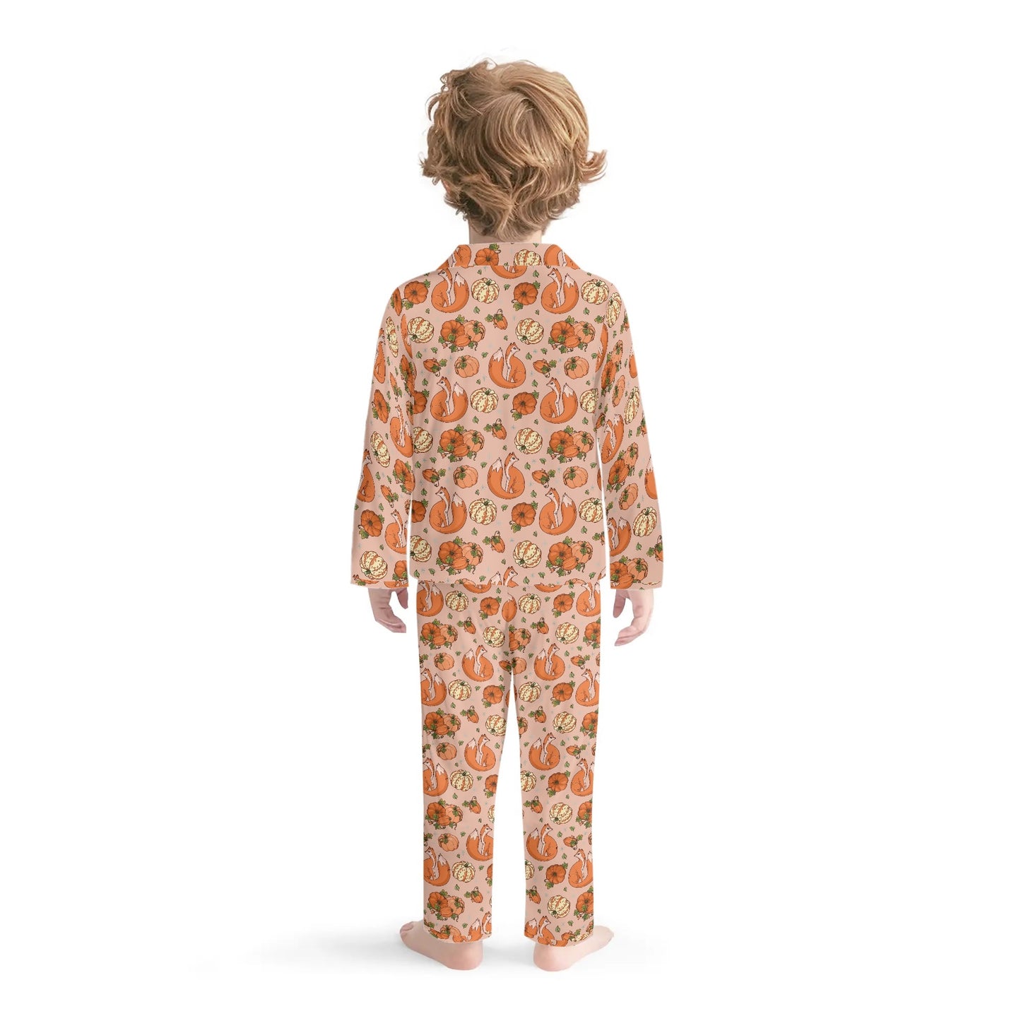 Kids Collar Design Long Nightwear Pajama Set (No Pockets) Fall Style