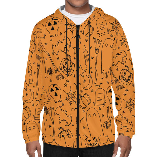 Mens Lightweight All Over Print Zip Hoodie