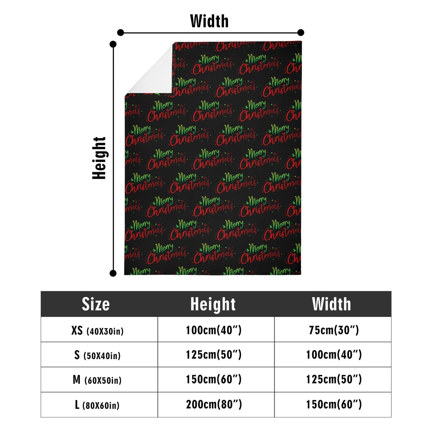 Christmas Long Vertical Flannel Breathable Blanket 4 Sizes