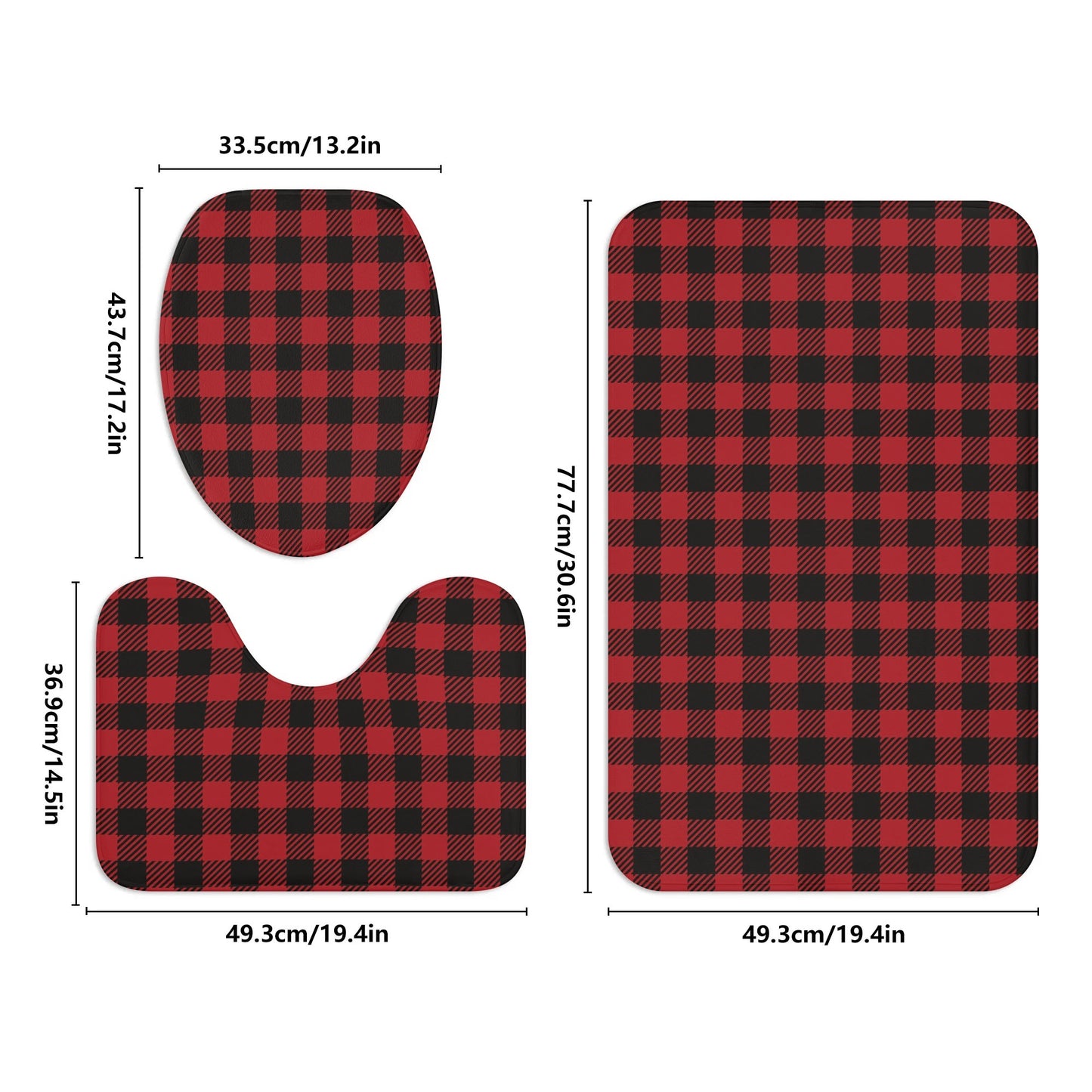 Buffalo Plaid Bathroom Toilet Set