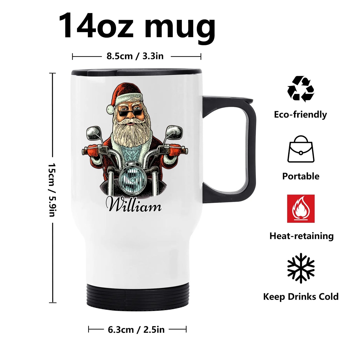 Stainless Steel Travel Coffee Mug (14 oz) Personalized Christmas Gifting