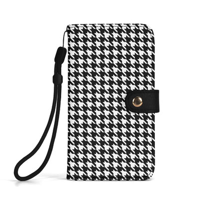 Houndstooth Phone Flip Case PU Leather Cover for Most Mobile Phone Models