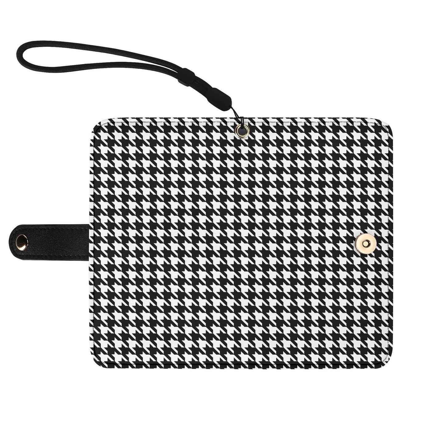 Houndstooth Phone Flip Case PU Leather Cover for Most Mobile Phone Models