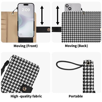 Houndstooth Phone Flip Case PU Leather Cover for Most Mobile Phone Models