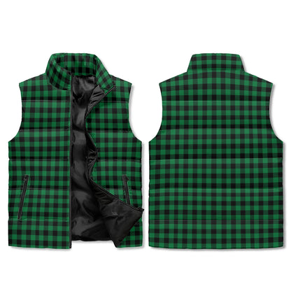 Unisex Lightweight All Over Plaid Printing Stand Collar Zip Up Puffer Vest