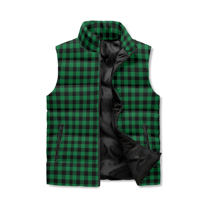 Unisex Lightweight All Over Plaid Printing Stand Collar Zip Up Puffer Vest