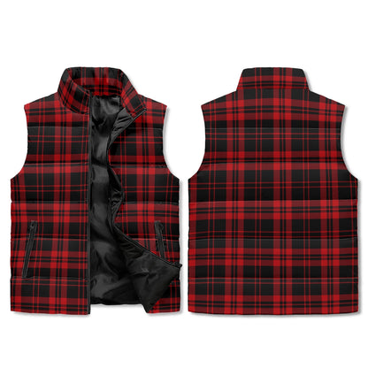 Unisex Lightweight All Over Plaid Printing Stand Collar Zip Up Puffer Vest