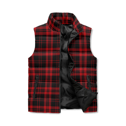 Unisex Lightweight All Over Plaid Printing Stand Collar Zip Up Puffer Vest