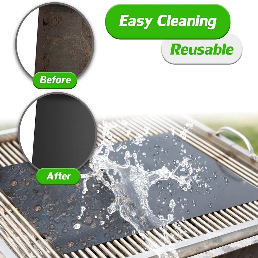 Non-stick BBQ Grill Mat 40*33cm Baking Mat BBQ Tools Cooking Grilling Sheet Heat Resistance Easily Cleaned Kitchen Tools