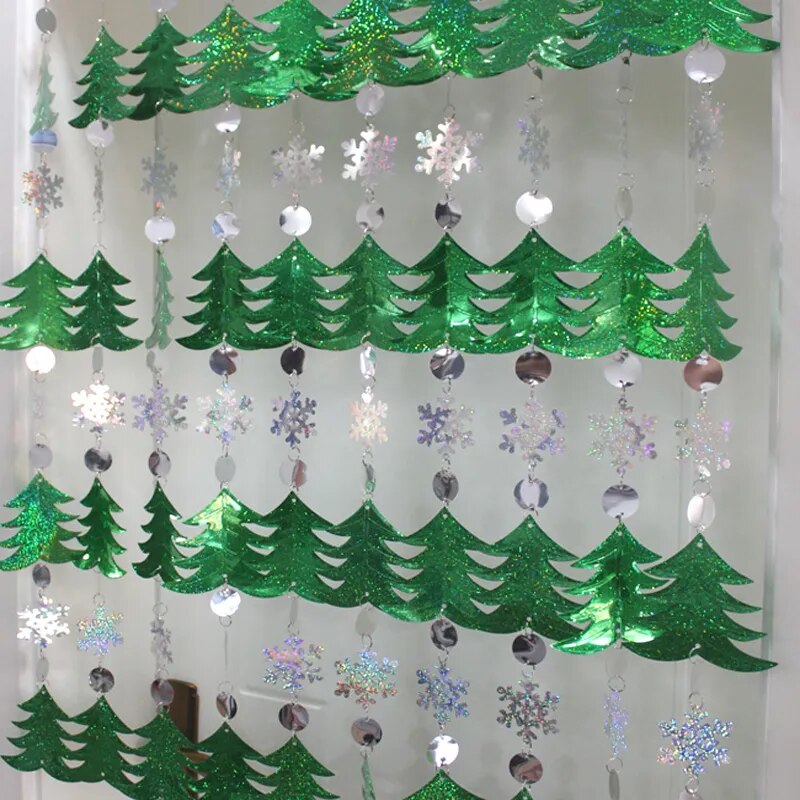 Christmas Decoration Home Curtain Snowflakes Laser sequins PVC Glitter Door Curtain Christmas tree Ornaments