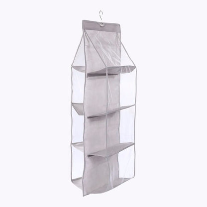 6 \8 Pockets Hanging Closet Organizer Clear Foldable Handbag Purse Storage Bag Bags Home Storage Organization with Hanger Pouch