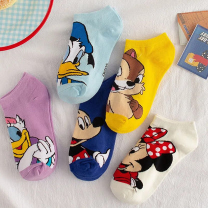 Disney 1pair women Boat socks Mickey cute cartoon Japanese Korean sweet cotton socks spring and summer wild short tube socks