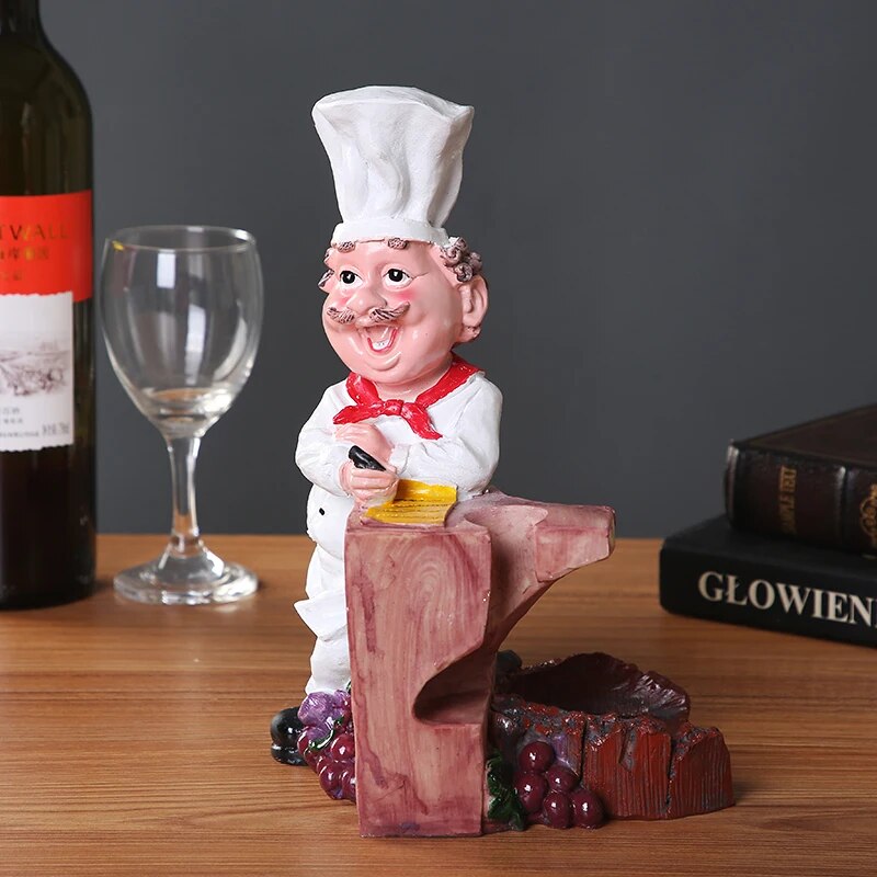 Creative Chef Wine Stand Decorative Resin Cook Statue Goblet Holder Bottle Home Bar Utility Drinking Ornament Craft Accessories