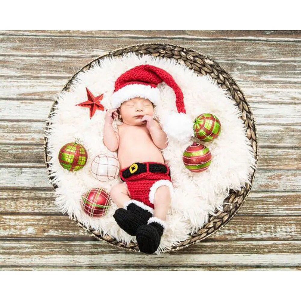 Newborn Infant Christmas hat and shorts set Handmade Knit baby Photography Photo Props Crochet hat 1set XDT-102