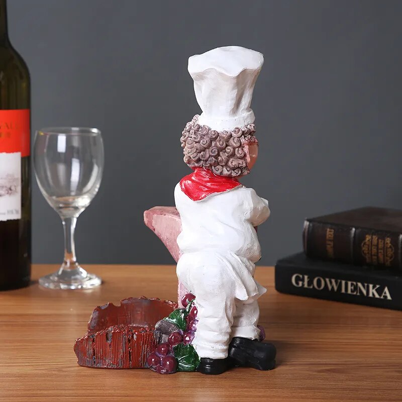 Creative Chef Wine Stand Decorative Resin Cook Statue Goblet Holder Bottle Home Bar Utility Drinking Ornament Craft Accessories